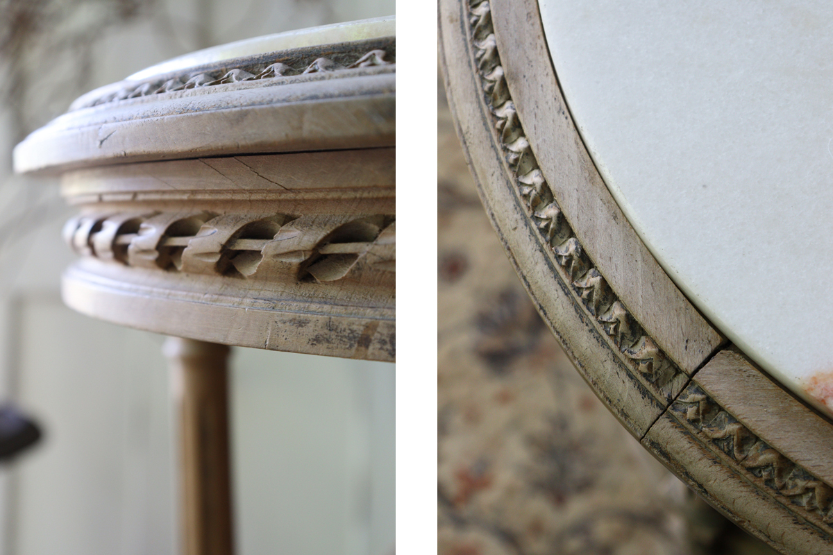 U160 フランスアンティーク マーブルトップ ケインシート シェルフ 棚